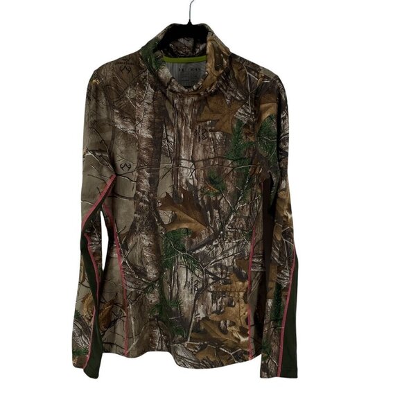 Under Armour Cold Gear Realtree Camo Scrunch Neck Long Sleeve Pullover Top M - Picture 1 of 10